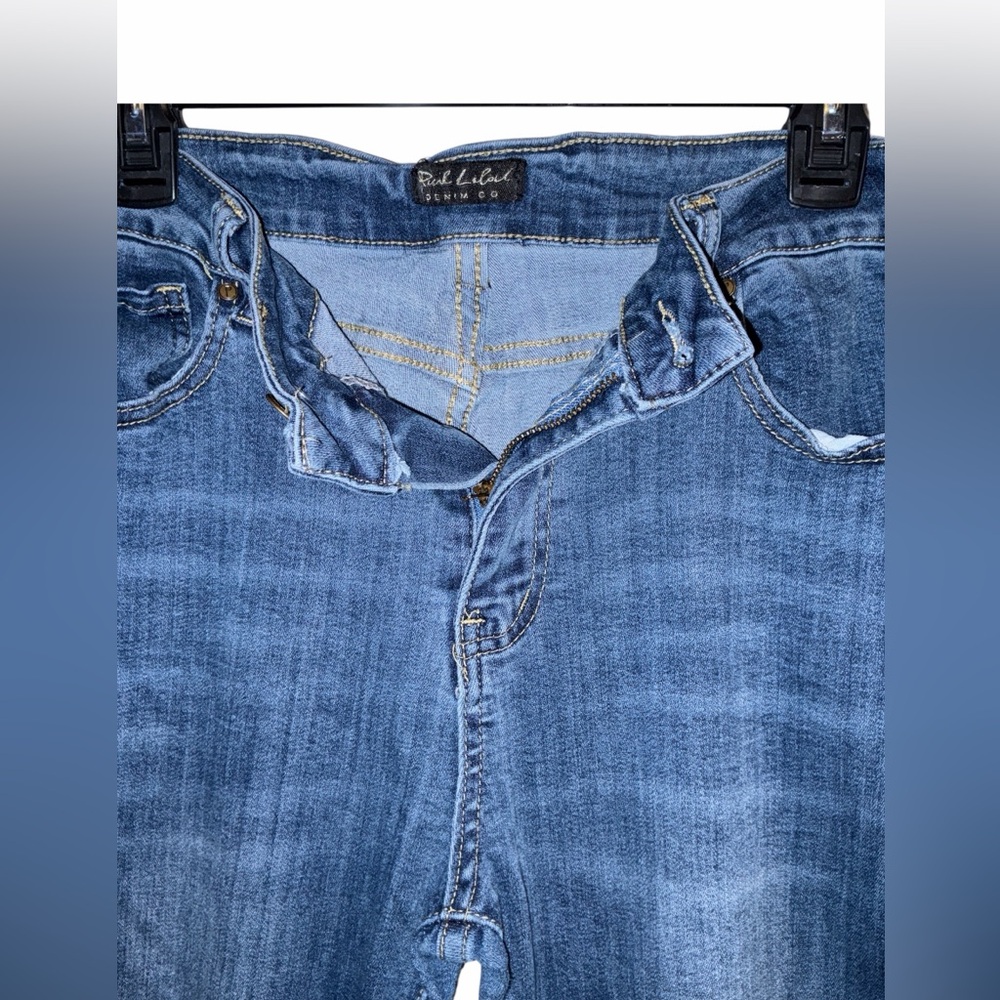 Pink Label Flare Jeans with Distressed Details And Raw Hem, Size 13 - Picture 3 of 4